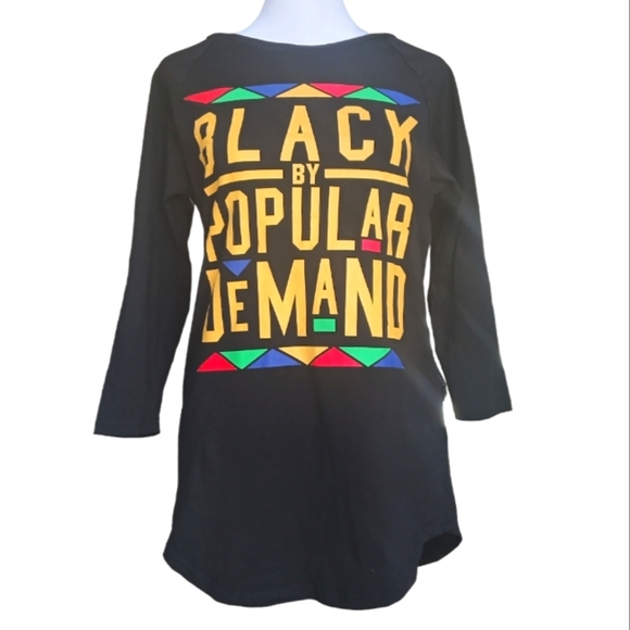 Black By Popular Demand Graphic Black Multicolored Women's Shirt Size Small - Picture 1 of 4
